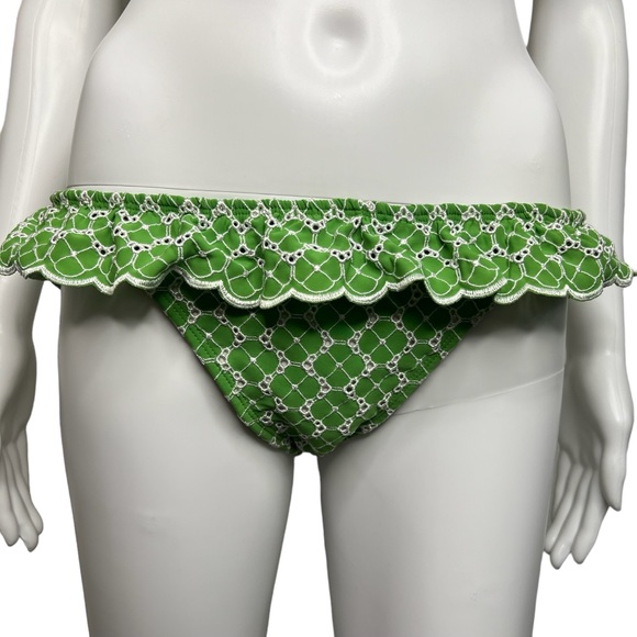Shoshanna Swimwear Green Eyelet Embroidered Scalloped Bikini S/M - Picture 3 of 9